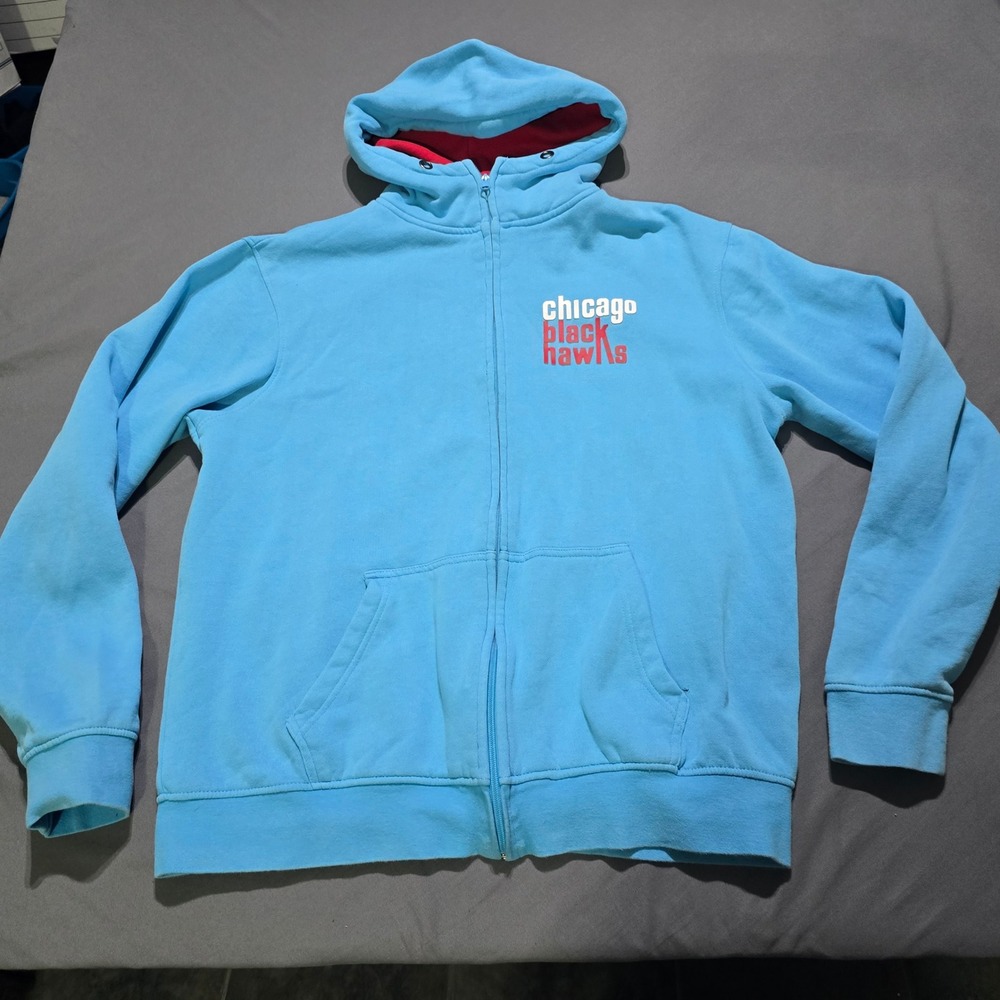 Four Stars Collection Chicago Blackhawks Hoodie Mens XXL Blue Full Zip Stars